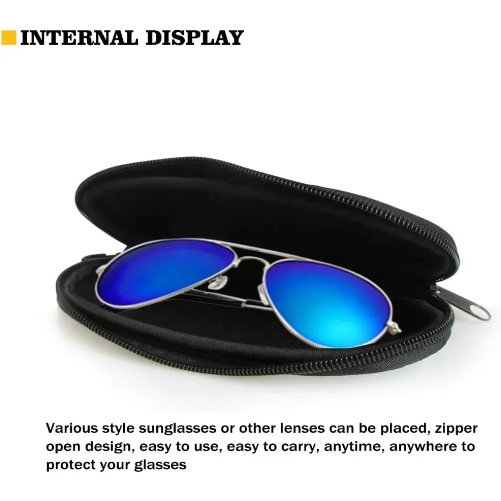 Sloth Black Glasses Case Pouch Prints Zipper Soft Eyewear Storage Box Outdoor Travel Portable Anti-Pressure Sunglasses Bag