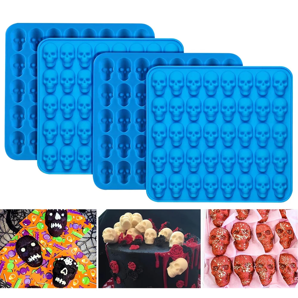 1/2/4pcs skull mini skull silicone mold used for making pet chocolate candy, jelly, gummies, ice cubes, snacks with droppe