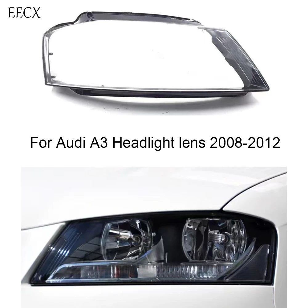 For Audi A3 Headlight Cover Headlamp Shell Headhights Lens Lampshade Transparent Plexiglass 2008 - 2012