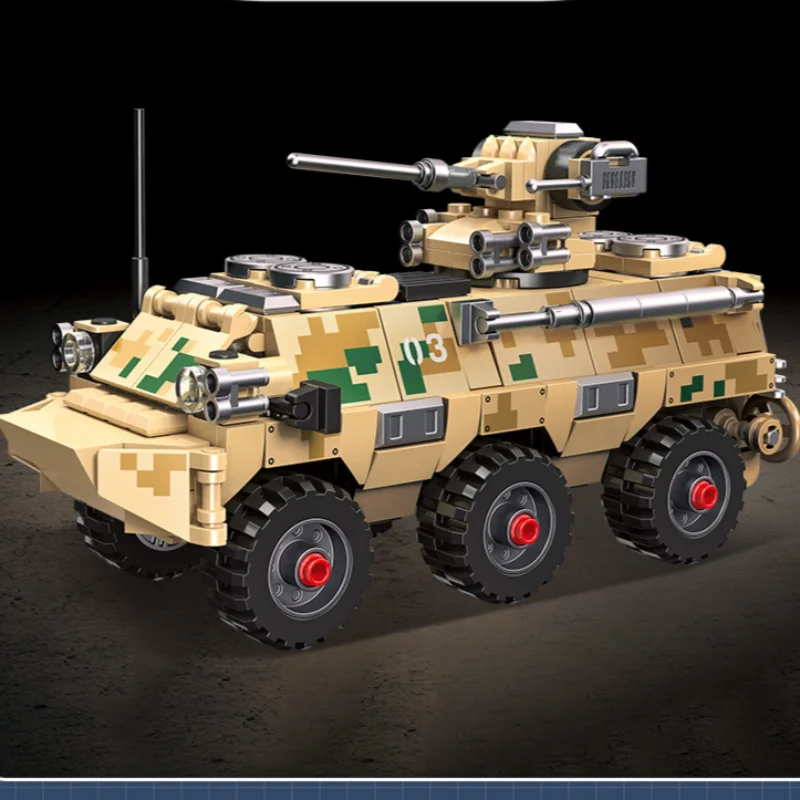 JIE STAR DIY Small Particle Building Blocks Early Education Toy Model Military Armored Vehicle Intelligence Assembly for Childre