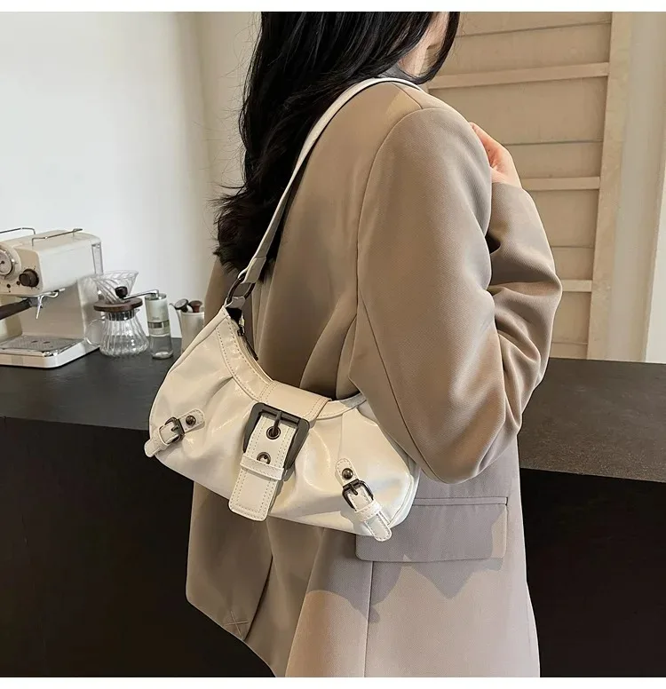 Retro Y2K Plissierte Hobo-Schultertasche für Damen, Trendige Maillard-Style Unterarmtasche, Clutch-Handtaschen für Reisen, Arbeit und Shopping – Detail 23