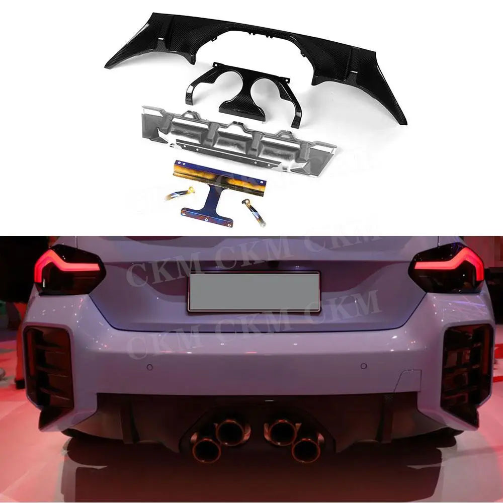 

Dry Carbon Fiber Rear Diffuser Middle Outlet Exhaust Baffle Spoiler Bodykits for BMW 2 Series M2 G87 2023+ FRP Black Accessory