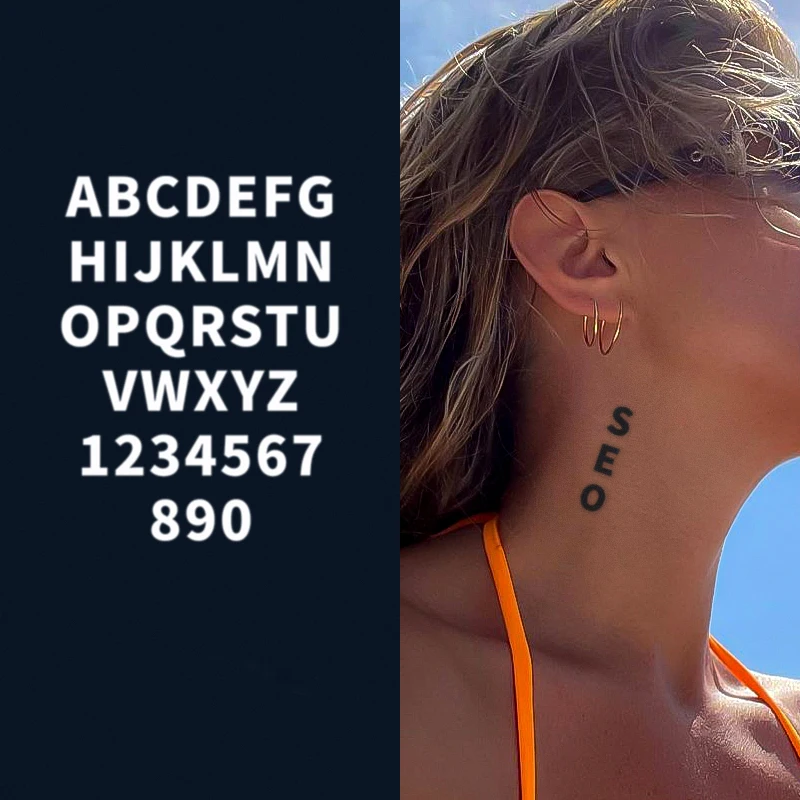 

1pc Creative New Roman 26 English Alphabet Self-adhesive Tattoo Sticker Number Word Letter DIY Nail Tattoos Decal Stickers