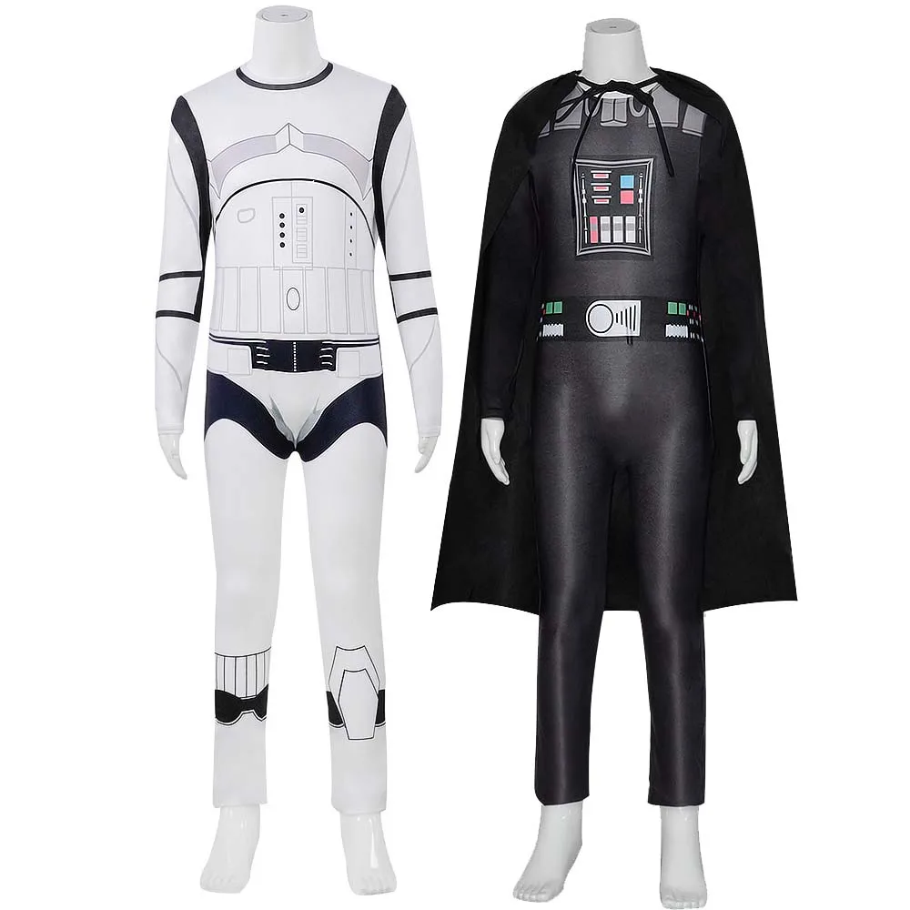 

Halloween Men Adult Dark Troops Black White Warrior Cosplay Jumpsuit Costume