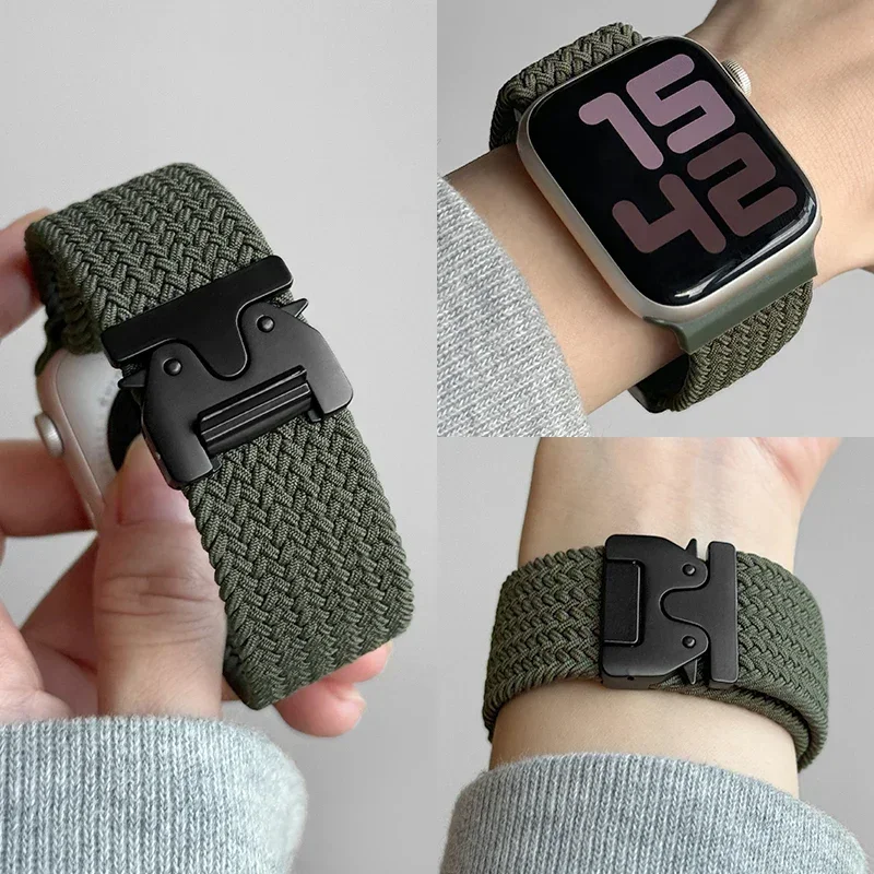 Braided Band For Apple Watch Straps 40 mm 44mm 46mm 42mm 49mm 45mm 41mm 38mm Bracelet IWatch Series 10 SE 9 8 7 6 Ultra 2 bands