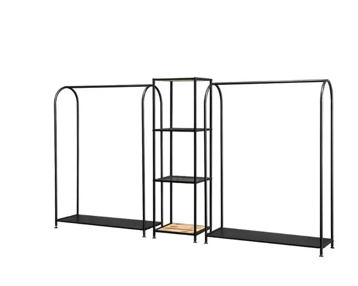 

Clothing rack for men and women's clothing store display rack, clothes hanging rack on the front side, floor mounted bag rack