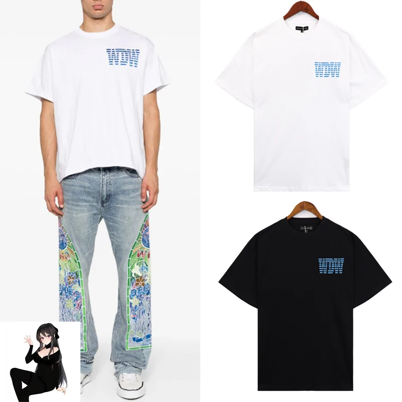 Blue Embroidery WDW Logo Who Decides War T-Shirt Men Women High Quality Oversize White Black Casual T Shirt Tops