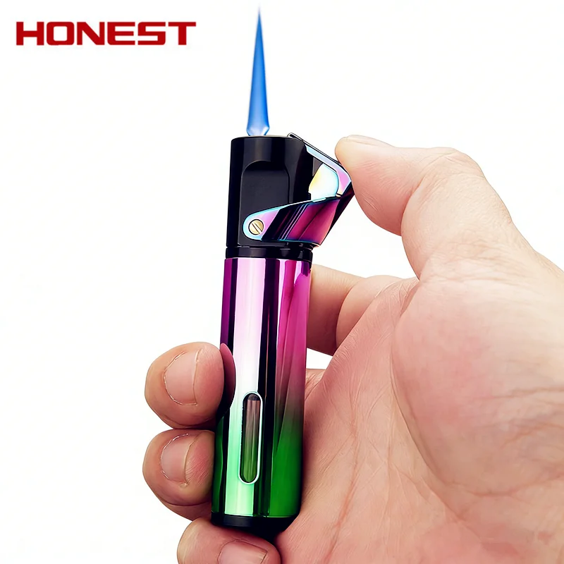 

HONEST Metal Mini Spray Gun Lighter Outdoor Windproof Jet Flame Inflatable Portable Moxibustion Cigar Lighter Smoking Gift