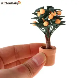 1/12 Doll House Miniature Flowers Fairy Garden Ornament Mini Potted Plant Flowers Pot DollHouse Decor Bonsai Model Kids Toy