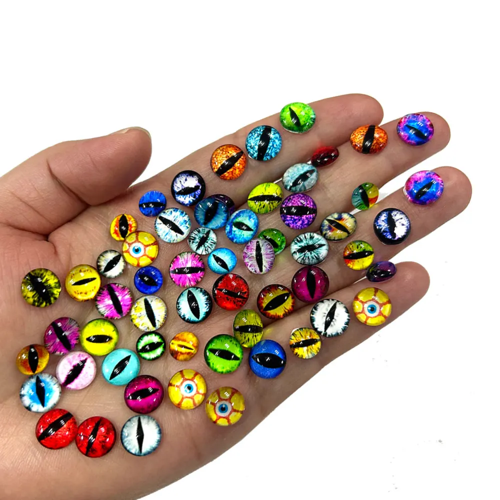 20Pcs 3D Crystal Animal Eye Beads Nail Charms 6/8/10mm Mixed Dragon Eyeball Nail Rhinestones 3D Glass Eyes for Dolls & Manicure