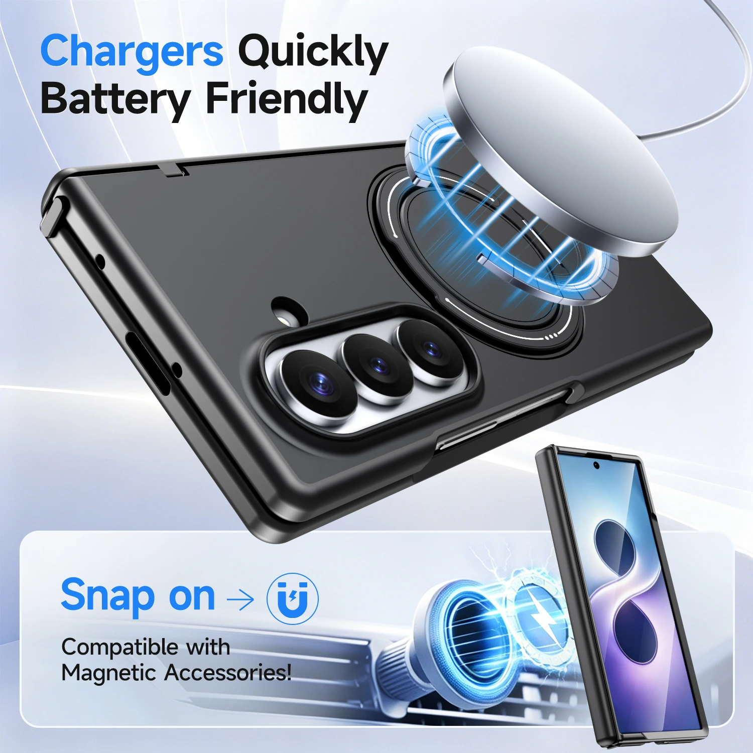 360 °   Magnetyczne etui z uchwytem do Samsung Galaxy Fold8 Ultra / Fold 8 / Fold 7, kompatybilne z Magsafe, chroniące zawias, odporne na wstrząsy, z funkcją stojaka. — zdjęcie produktu 2