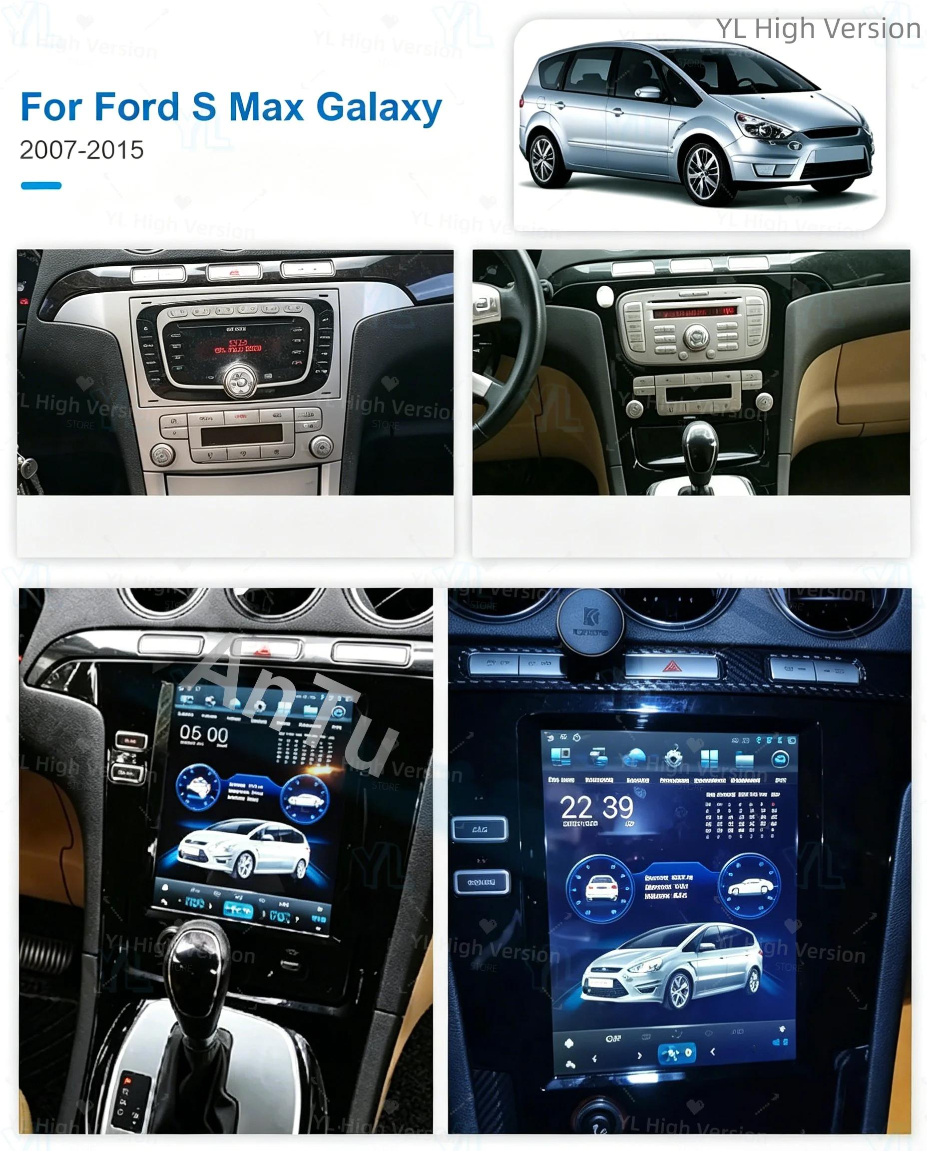 ym 12.1 Inch HD Touch Screen Car Radio For Ford S-MAX Galaxy 2007-2015 Car Multimedia Player GPS Navigation Wireless CarPlay DSP