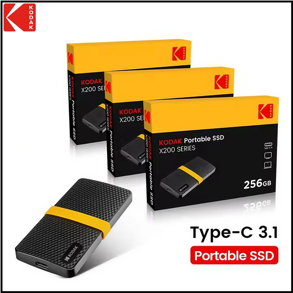 Kodak X200 Portable SSD 2TB 256GB128GB USB 3.1 Type C External hard drive Gen 2 Hard Disk Solid State Drive For Laptop Macbook