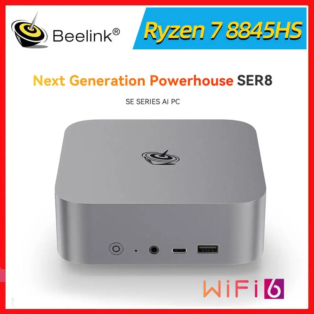 

Beelink Mini PC SER8 Powerful AI PC AMD Ryzen 7 8845HS 32GB DDR5 1TB NVME PCIe4.0 SSD 2.5Gbps Desktop Gaming Computer SER USB4