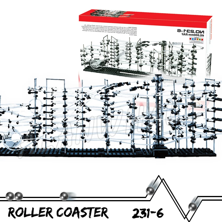 6000cm ferroviário nível 6 mármore correr labirinto montanha russa elevador elétrico modelo de construção menino haste aprendizagem brinquedo bola rolamento escultura