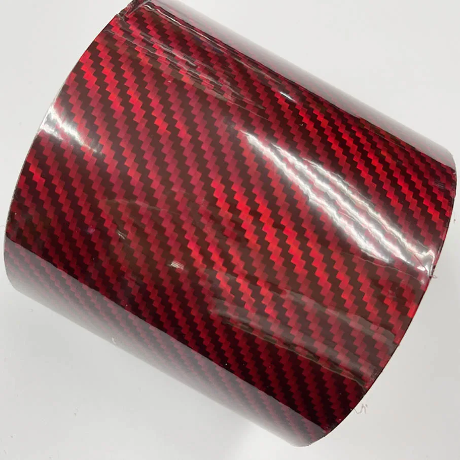 Super Glossy 10cm width Red Holographic Carbon Fiber Vinyl Wrap DIY Car Laptop Decal Sticker Self Adhesive Sheet