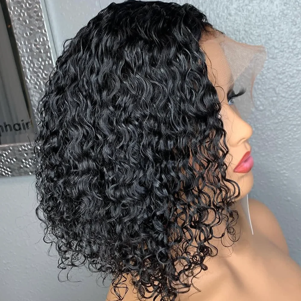 

Боб 100% парики из натуральных волос, вьющиеся 13x4, кружевной фронтальный парик, плотность 230%, бразильский короткий парик Remy с глубокими волнами, предварительно выщипанный, 10 дюймов