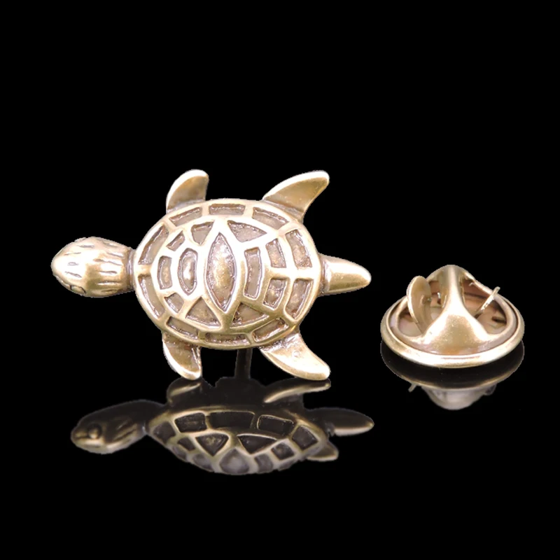 Animal shaped antique bronze turtle brooch fashionable men's suit coat lapel pin women's backpack hat badge