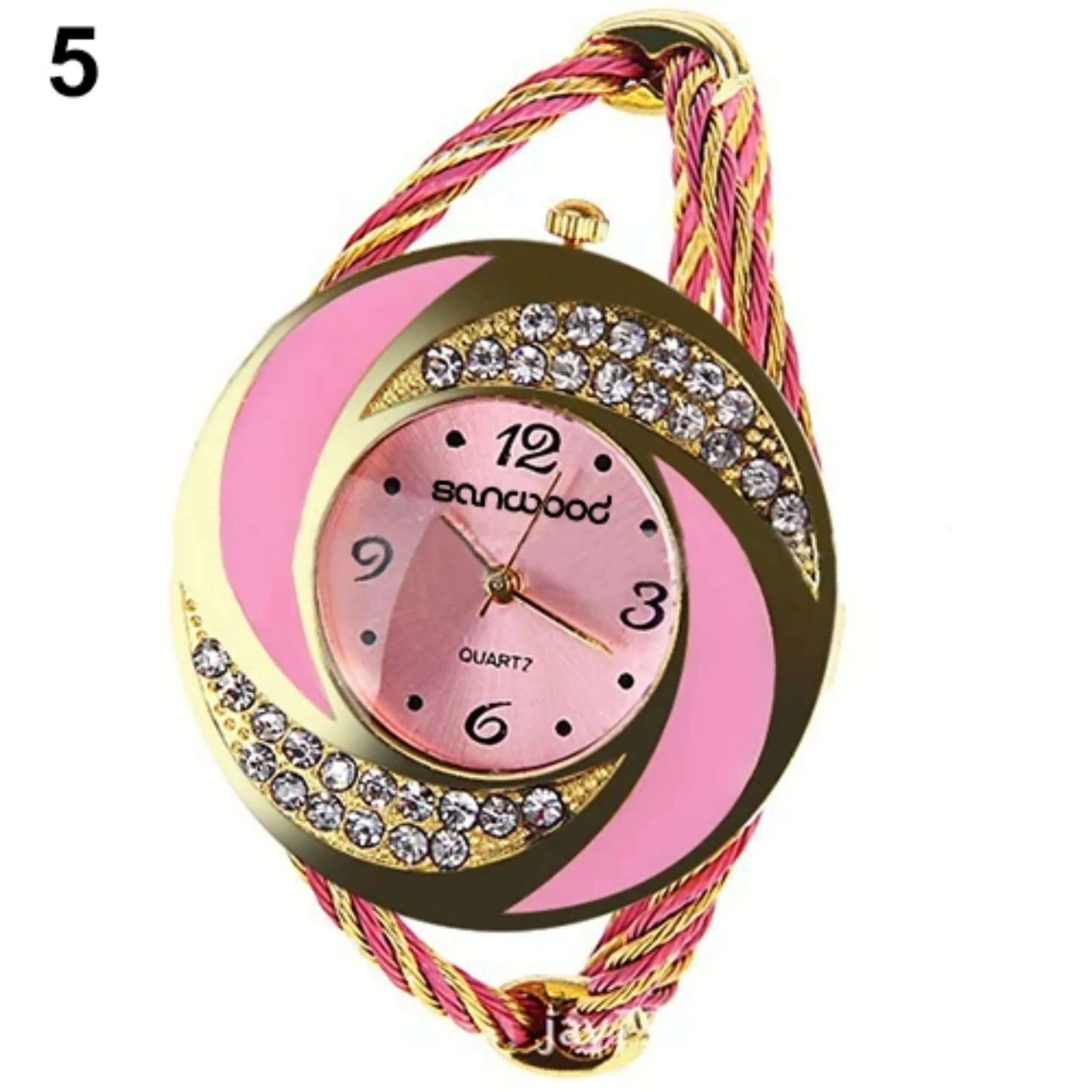 Rhinestone Whirlwind Design Metal Weave Clock female Dress Girls Quartz Watch Women Bracelet Ladies Wrist watch Gold