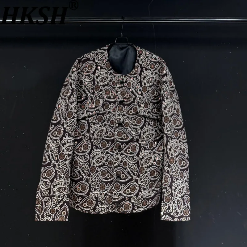 HKSH Spring Autumn New Men's Tide Chic Ins Dark Punk Vintage Lace O-Neck Jacket Women Niche Fashion Loose Outerwear Coat HK28319