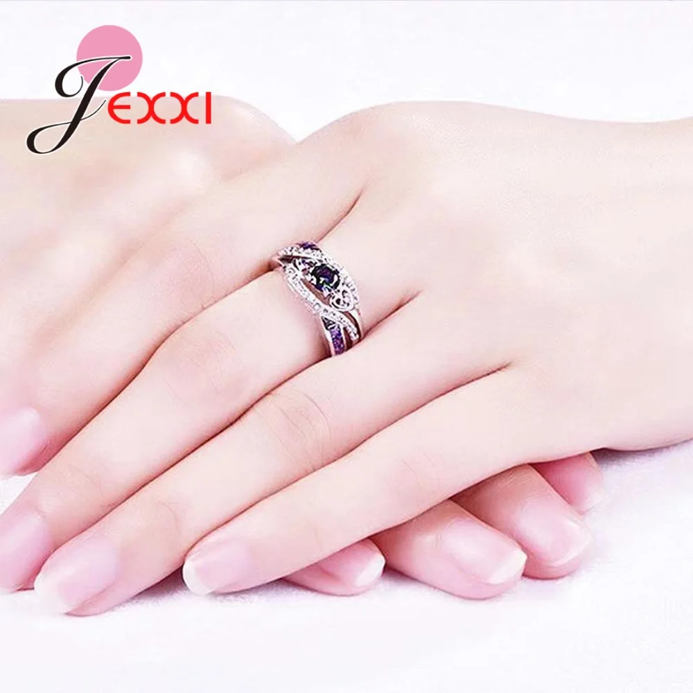 Große Förderung Bunte CZ 925 Sterling Silber Ringe Größe 6 7 8 9 10 11 12 13 Für Frauen Mode schmuck Party Geschenk Großhandel