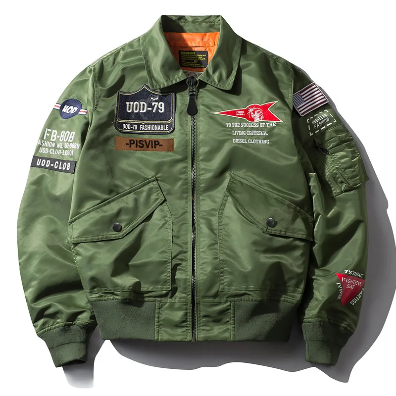 Men's Spring Ma1 Air Force Pilot Casual Jacket Aircraft Embroidered Baseball Uniform Military Overcoat Bomber Windbreaker