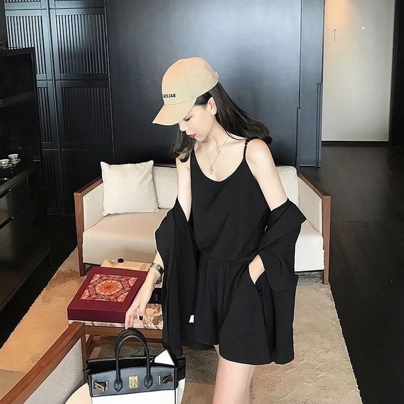 

2026 Summer Korean Style Petite Stylish Women Suit Shorts 3 Piece Set Office Work Early Spring Trendy Outfit