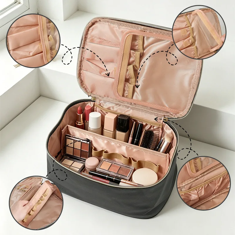 Cross-border toiletry bag, cosmetic bag, portable travel bag, multi-functional makeup brush bag, large-capacity cosmetic bag