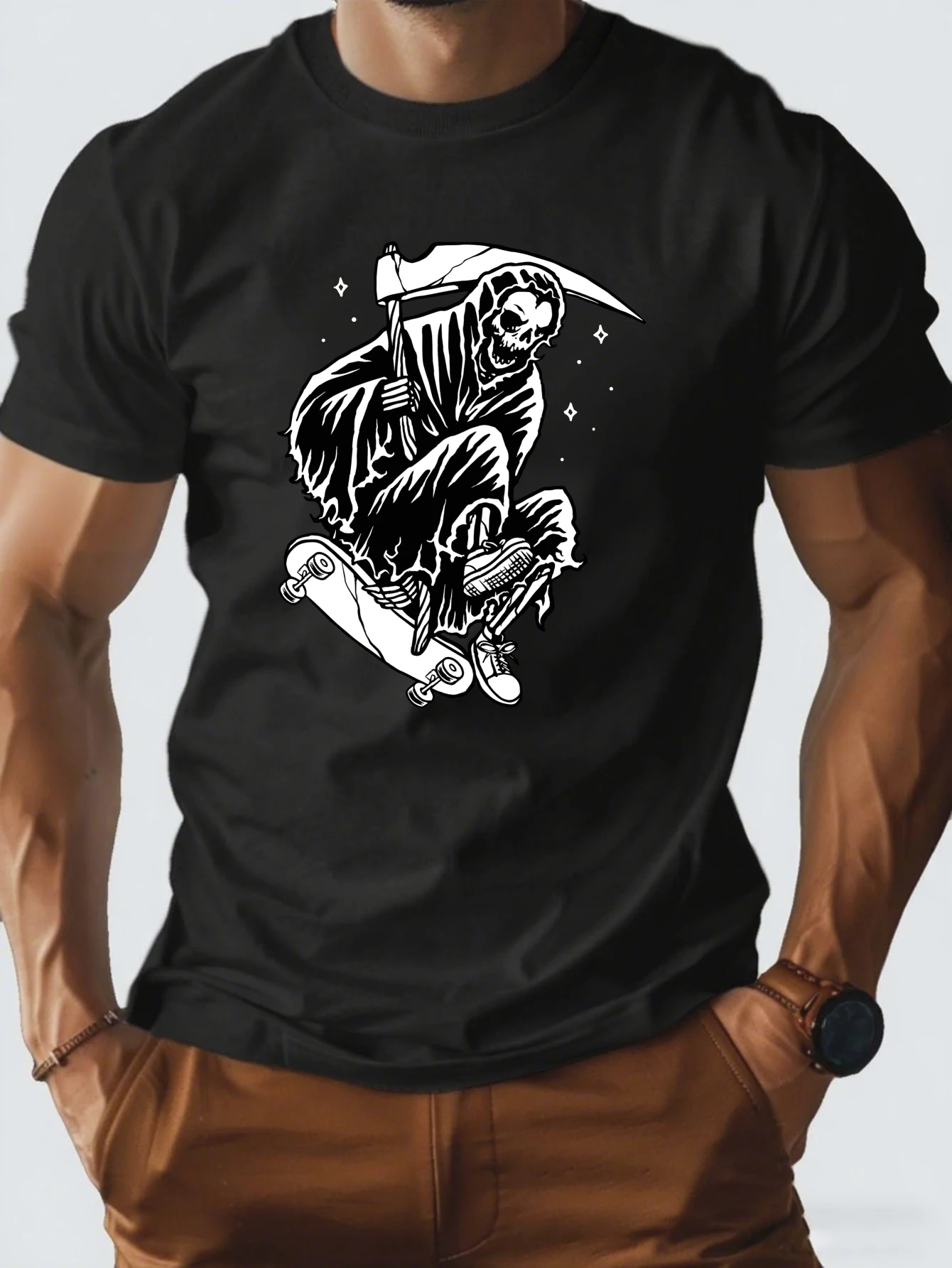 

Retro Black Bear Graphic T-Shirt for Men, Wilderness Style Short Sleeve Tee, Casual Bear Wildlife Print Tops