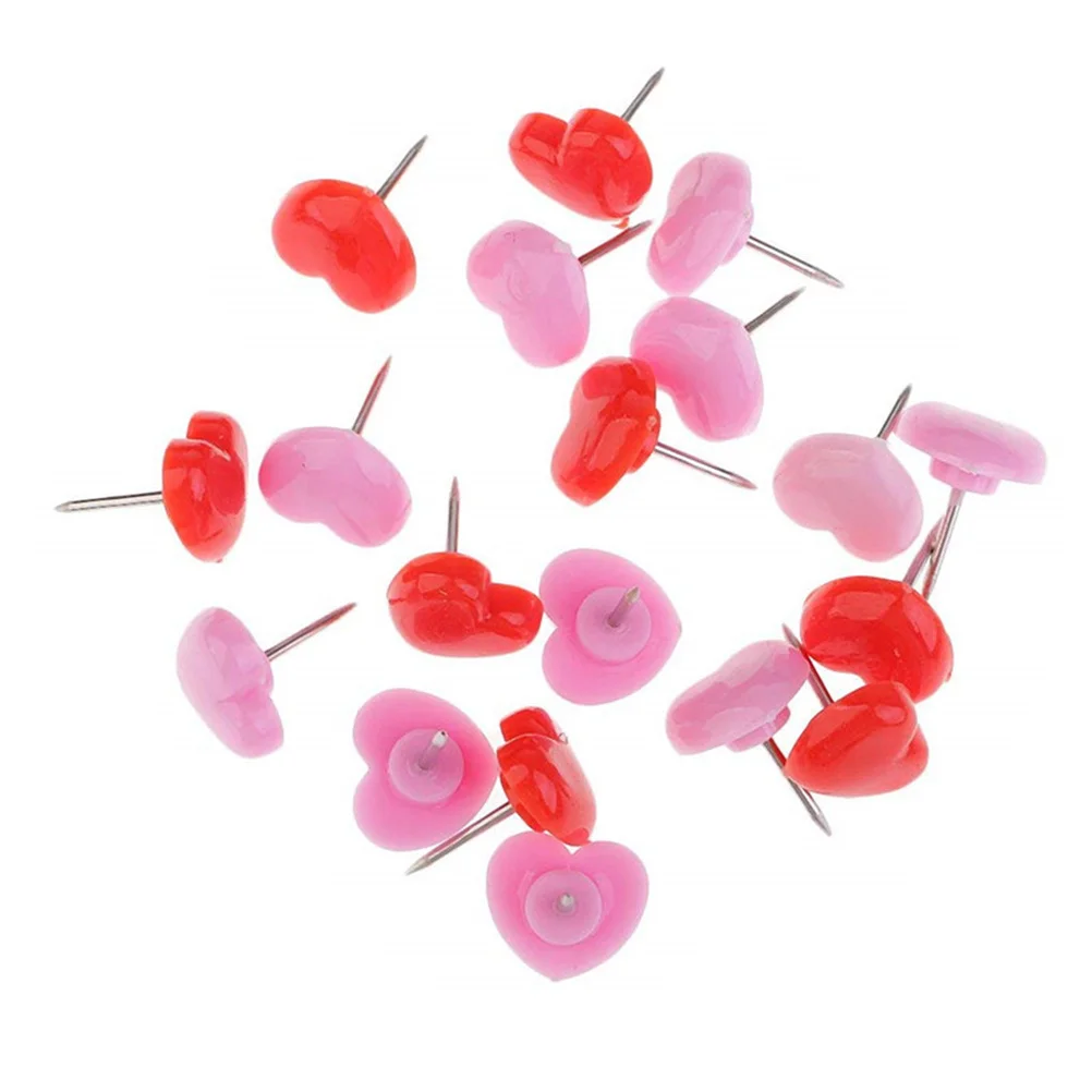 

150pcs Heart Shape Pin Cute Plastic Push Pins For Map Tack Bulletin Board Display Wall Art Decorative Office Supplies Red Pink