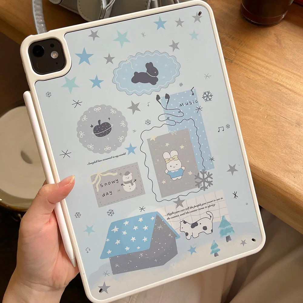 Cartoon Rabbit Cat House Star Case For iPad Air 5 6 11 iPad Pro 11 12.9 13 10 Gen 10.2 9th 8th 7th 9.7 6th 5th Mini 7 6 Case