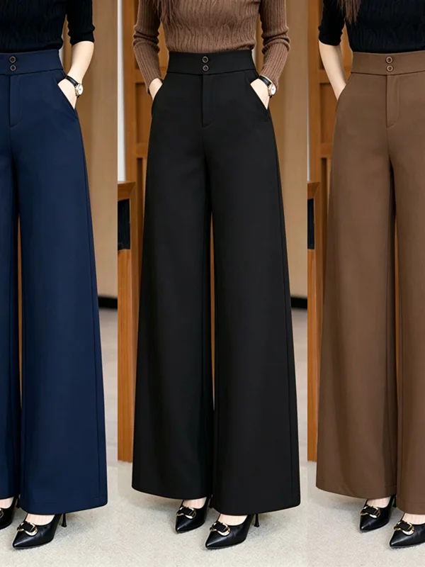 Fashionable Korean Style High Waist Wide Leg Pants Women's Casual Straight Leg Loose Fit Spring Autumn New Arrival Slimming