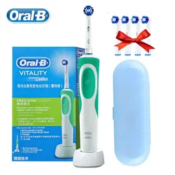 Oral b escova de dentes elétrica d12 rotação vitalidade inteligente indutivo recarregável substituível cabeça da escova 4 recargas + caixa