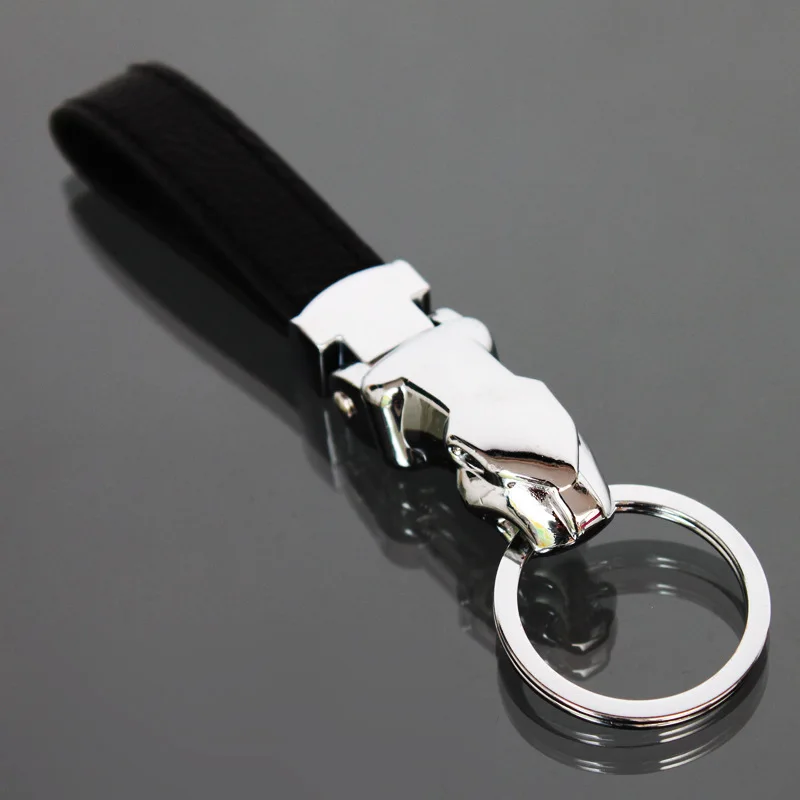 Men Leather Keychain Gifts Jaguar Car Key Chain Stainless Key ring Metal Keychains Men Jewelry