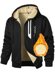 Lamb fleece hoodie men's zipper cardigan winter extra fleece thick undercoat warm fleece coat