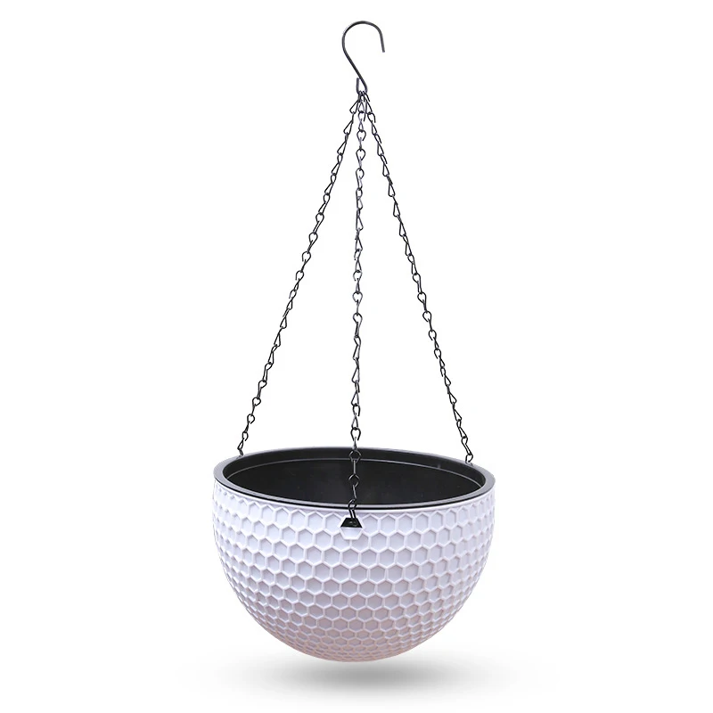 European Style Honeycomb Pattern Imitation Rattan Hanging Hanging Plastic Flower Pot Hanging Pot Indoor Hanging Basket