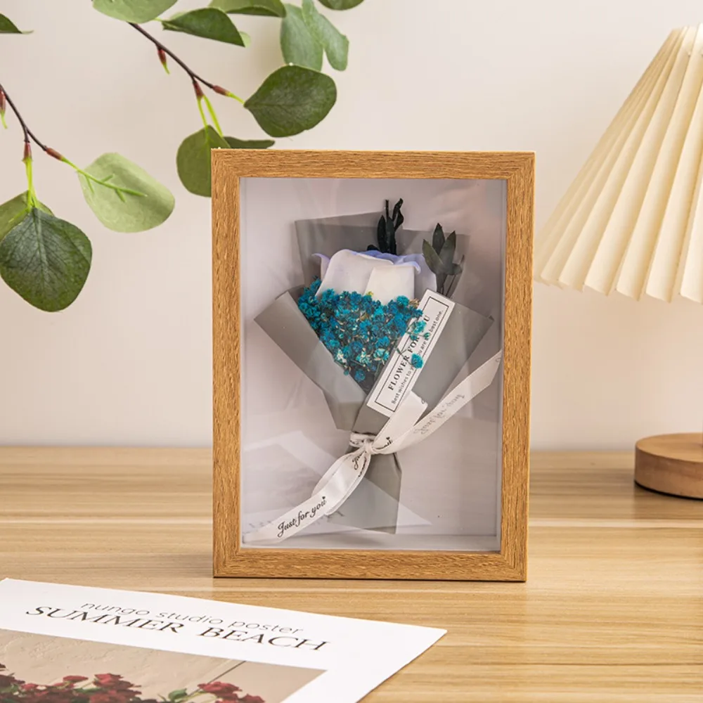 Langlebiger Mehrzweck-Schattenkastenrahmen Rechteckiger Acryl-Holz-Bilderrahmen Naturholz Schwarzer Präsentationskasten für Flora, Tickets und Bastelarbeiten – Detail 4