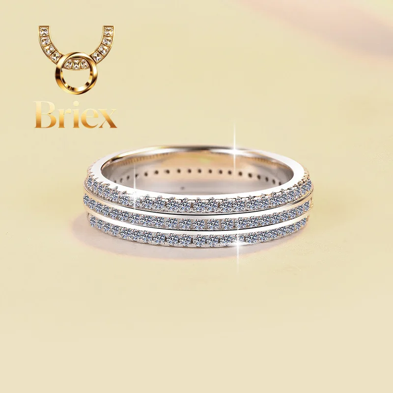Briex Jewelry Full Diamond Starry Sky Ring Women's 1CT Moissanite PT950 Platinum - Exquisite micro-inlay craftsmanship, non-fall