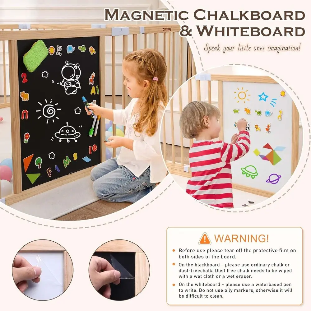 روضة أطفال خشبية قابلة للتعديل مع باب، سبورة/سبورة بيضاء مغناطيسية، ألعاب مونتيسوري، مركز أنشطة الطفل للأعمار من 3 سنوات فما فوق