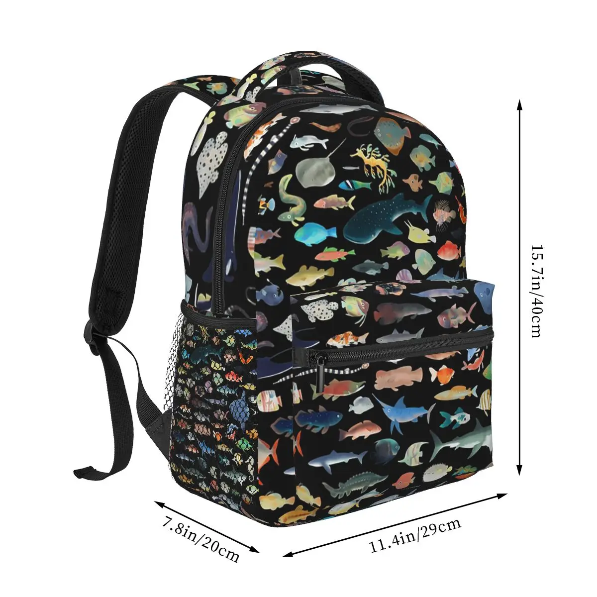 One Hundred Fish Ocean Life Scuba Diving Backpack Student Boys Girls BookBag Kids School Bag Computer Shoulder Bags Men Women