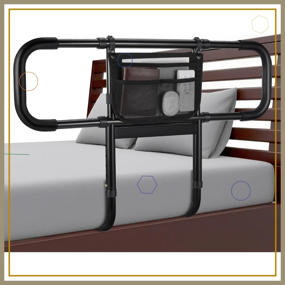 Riel de seguridad para cama ajustable con luz con sensor de movimiento para adultos mayores, se adapta a camas gemelas completas King Queen