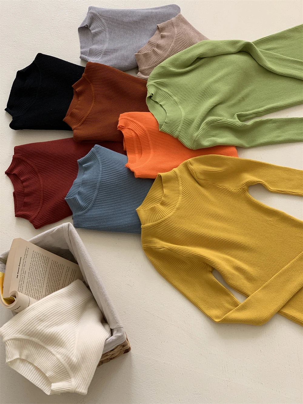 

2026 Winter Mock Neck Women Sweater Vintage Basic Solid Knitted Tops Casual Slim Pullover Korean Sweaters Simple Chic Jumpers