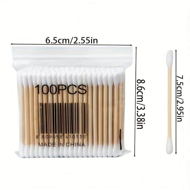 100/500/1000/2000 Count Cotton Swabs - Bamboo Sticks Cotton Swabs For Ears - Double Round Thick Cotton Buds Suitable For Makeup