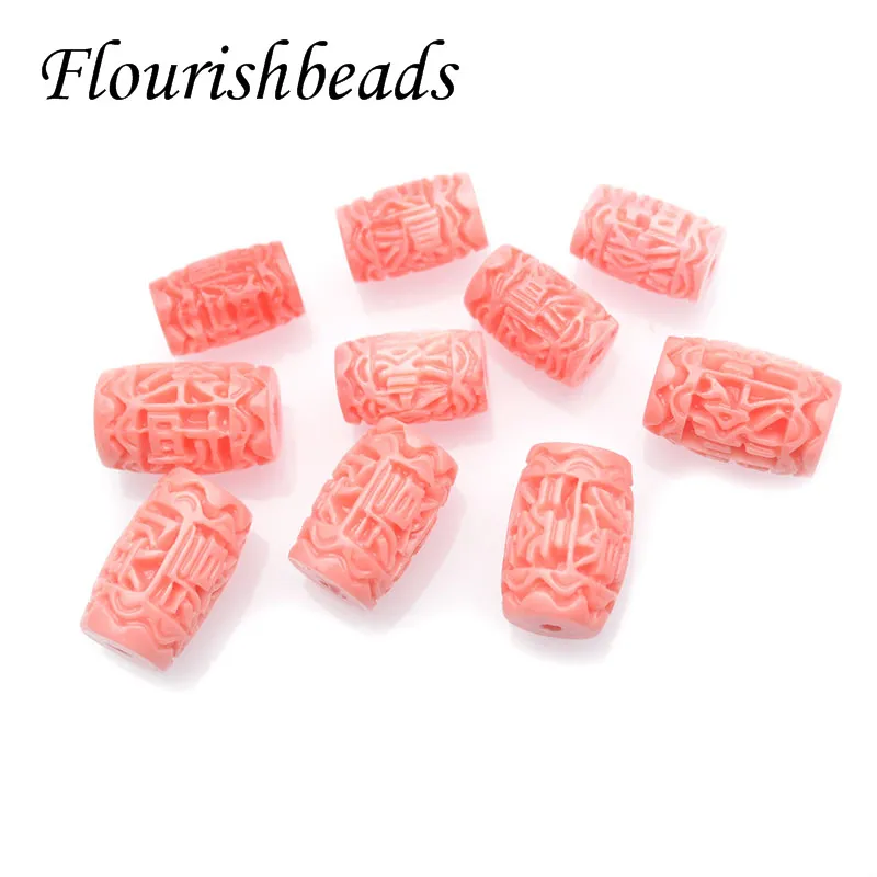 

Artificial Coral Beads Long Cylindrical Pink Hole Beads Loose Beaded for Jewelry Making Supplier 50pcs/lot