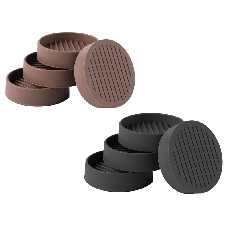 

4Pcs Round Rubber Furniture Caster Cups, Anti-Sliding Furniture Pads Bed Stopper Floor Protectors