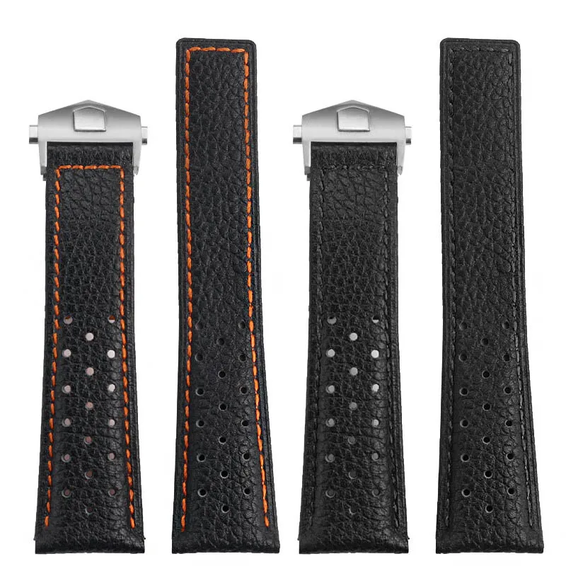 22mm Men Folding buckle wrist strap For TAG Heuer Monaco strap CAW211M 211P CAW211R 211T breathable Lea/ther band soft bracelet