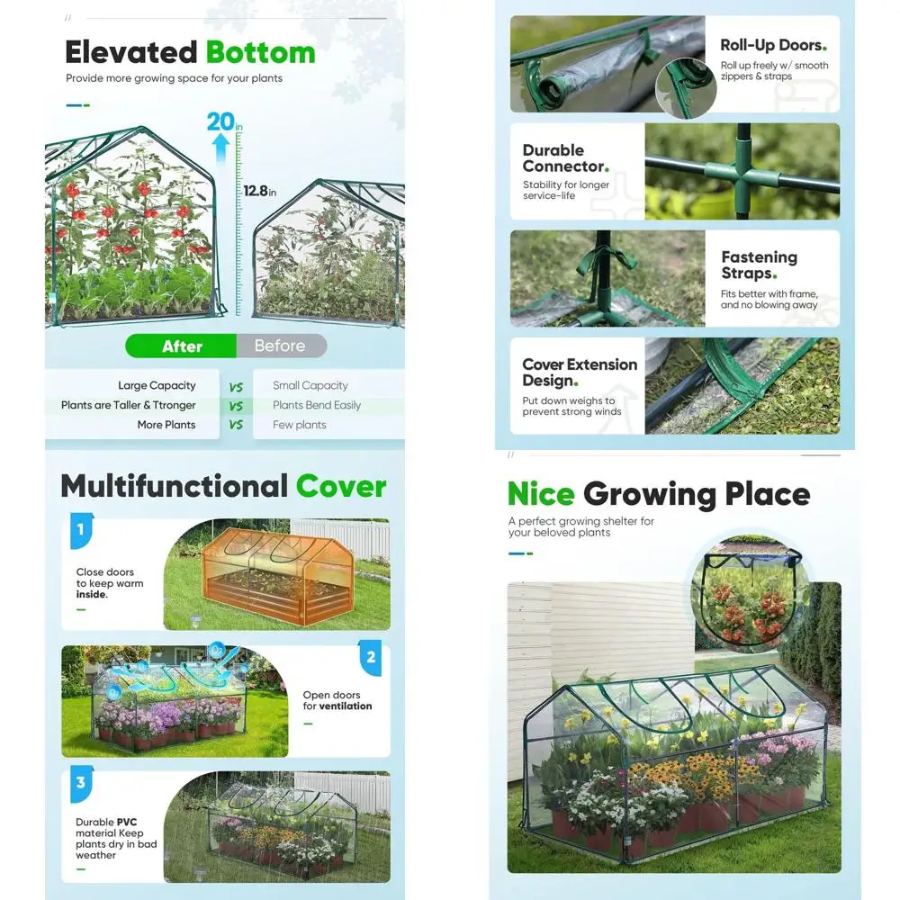 

Компактная настольная теплица для выращивания рассады в помещении/на улице, с защитой от УФ-излучения, прозрачное ПВХ-покрытие 71x36x36 см