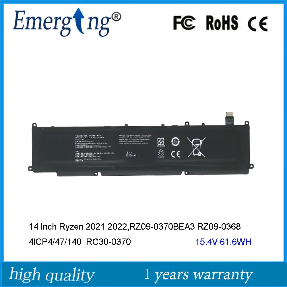 

15.4V 61.6WH RC30-0370 RZ09-0370 Laptop Battery For Razer Blade 14 Inch Ryzen 2021 2022,RZ09-0370BEA3 RZ09-0368 4ICP4/47/140