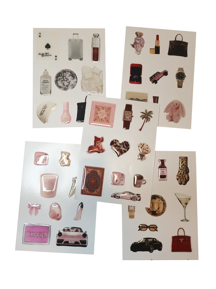 

Fashion Arabic Resin Sticker Set for Phone Case Cute DIY Decorative 5 Sheets/Pack