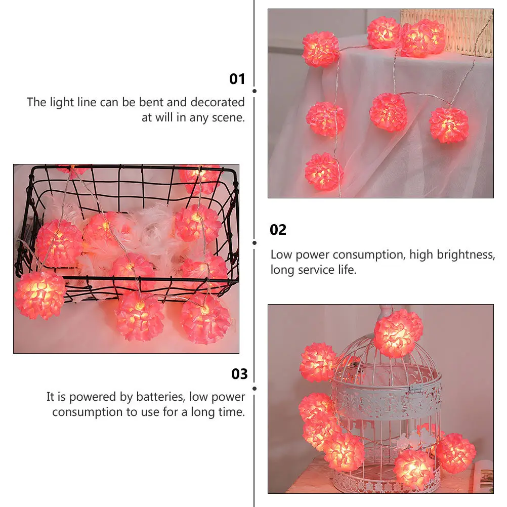 

1Pcs Decorative Flower String Light LED Rosy Warm Bulbs Energy Efficient Garland for Windows Doors Trees Parties Weddings Home